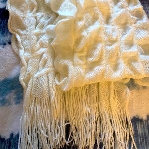 Off white ruffled scarf